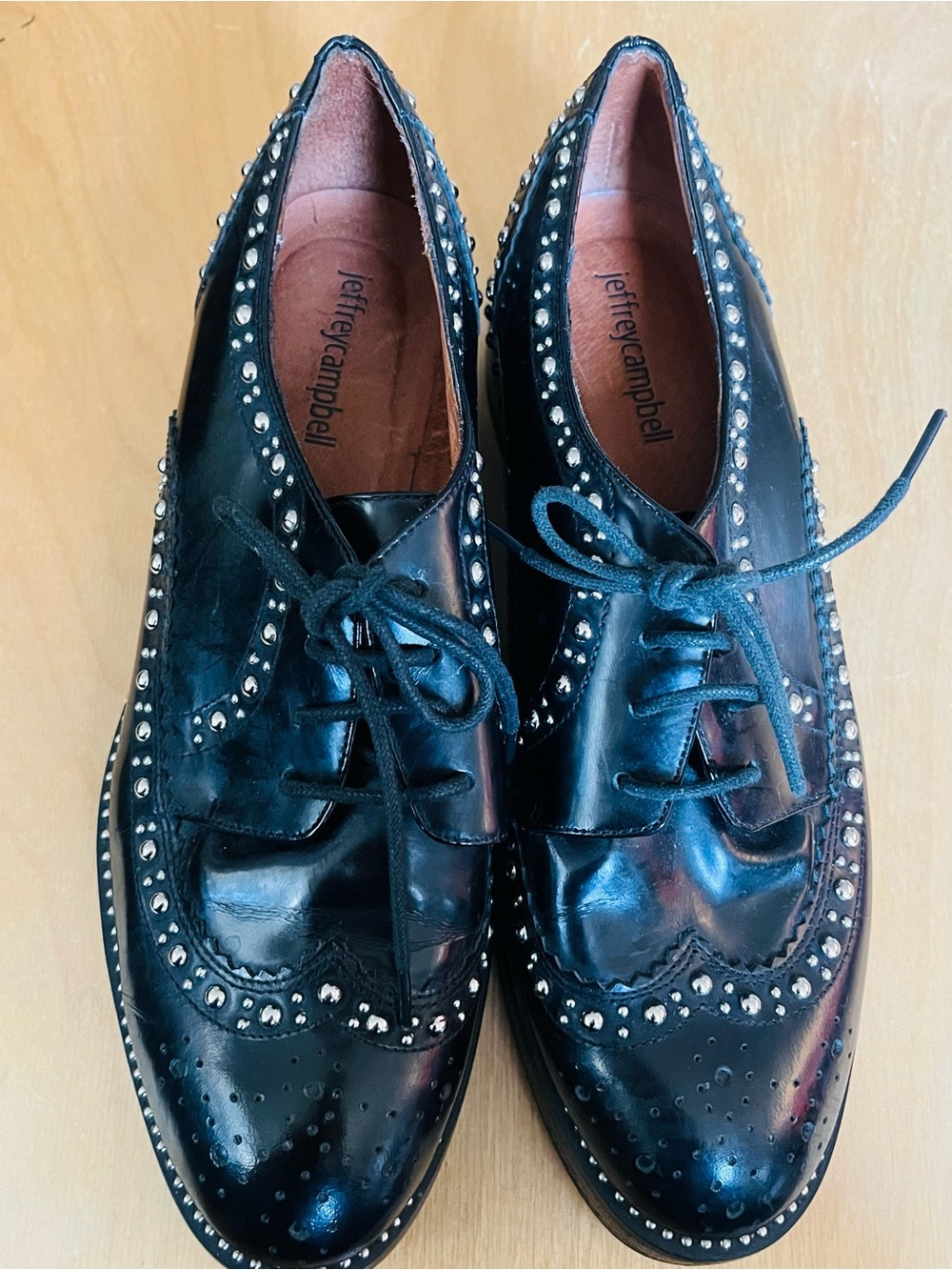 Jeffrey Campbell Men's Black Studded Oxfords in excellent condition Sz 9 W